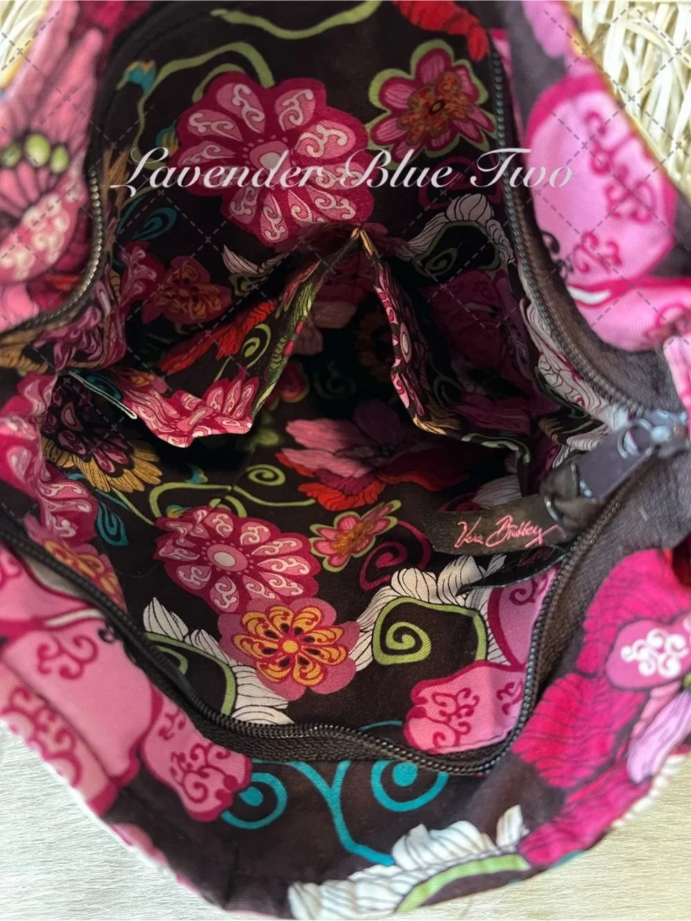 Vintage VERA BRADLEY Mod Floral Pink 2007 Hipster Paisley Brown USA Crossbody